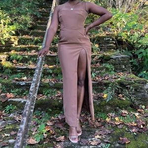 House of CB Jaida Toast Corset Maxi Dress